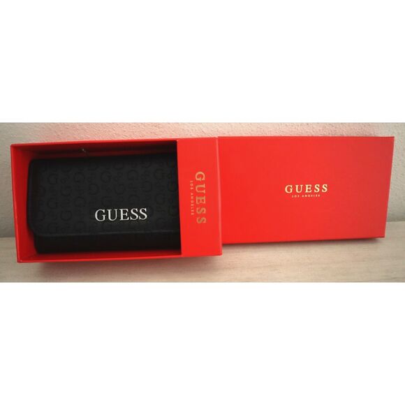 Guess E9455151 Women's Black Logo Embossed Abbas SLG Tri-Fold Wallet - Picture 7 of 7